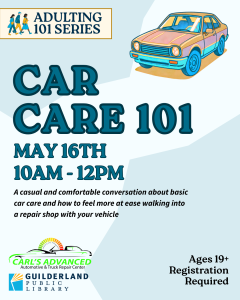 Car Care 101 May 16th 10 am to noon