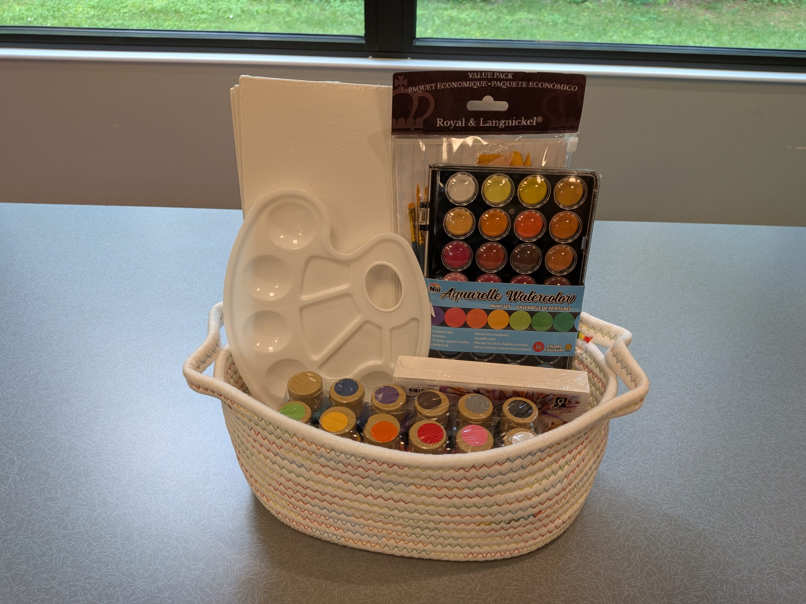 Paint and Sip basket filled with all prizes