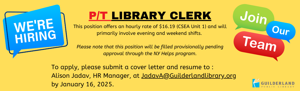 Job Posting Graphic: P/T Library Clerk